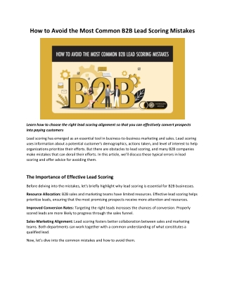 how to avoid the most common b2b lead scoring
