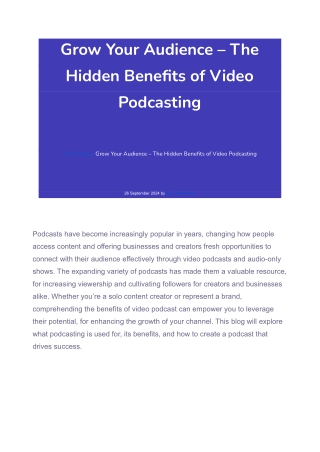 Grow Your Audience – The Hidden Benefits of Video Podcasting (1)