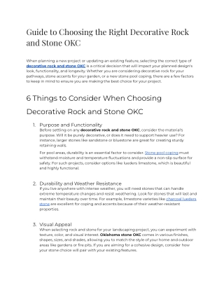 Guide to Choosing the Right Decorative Rock and Stone OKC