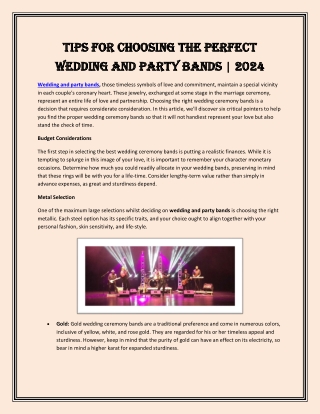 Tips for Choosing the Perfect Wedding and Party Bands  2024