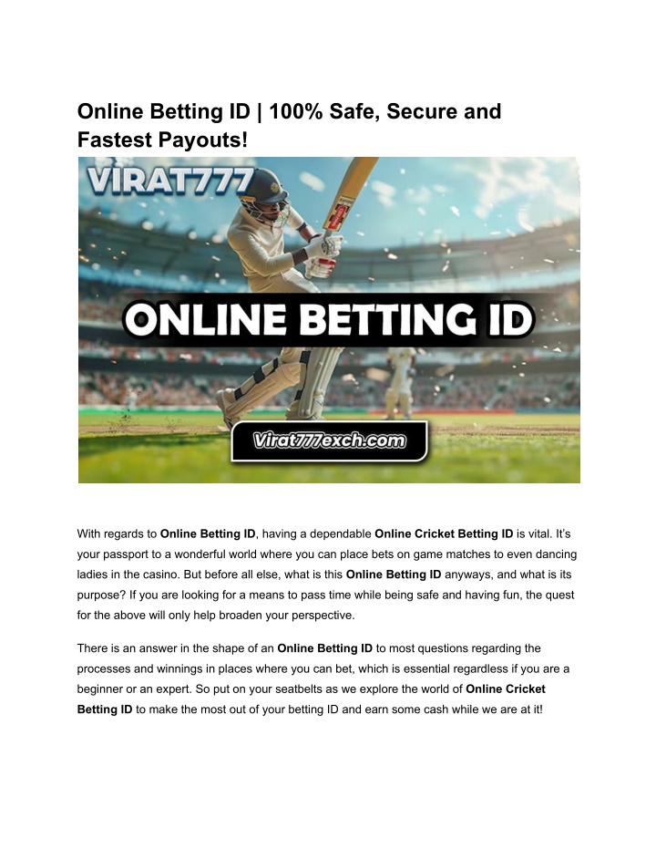 online betting id 100 safe secure and fastest