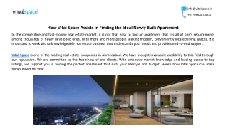 How Vital Space Assists in Finding the Ideal Newly Built Apartment
