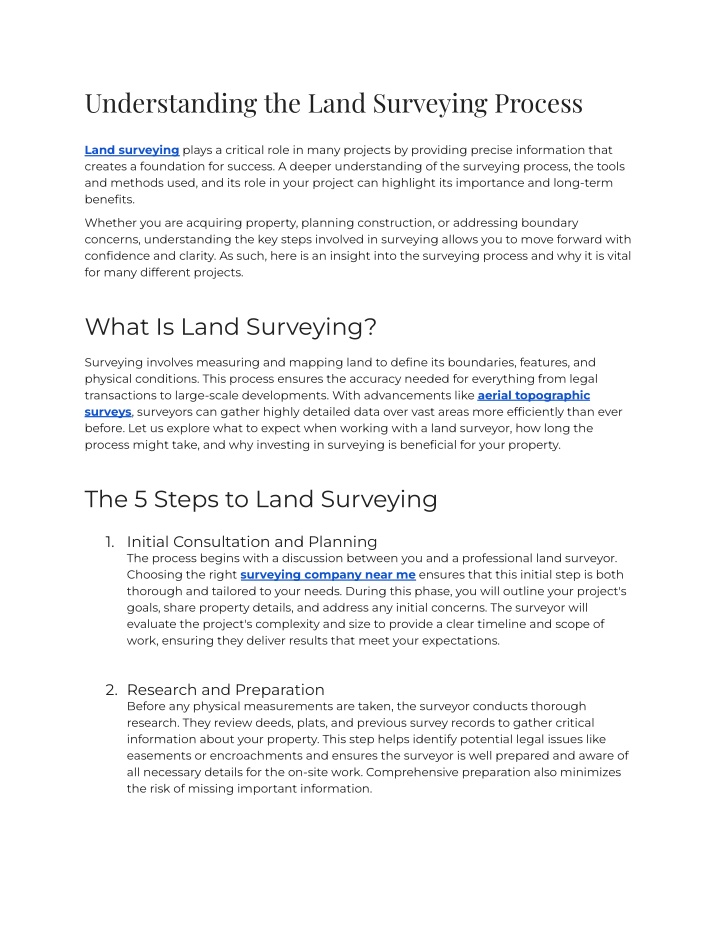 understanding the land surveying process