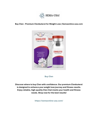 Buy Clen - Premium Clenbuterol for Weight Loss | Semaonline-usa.com