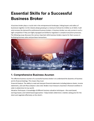 Essential Skills for a Successful Business Broker