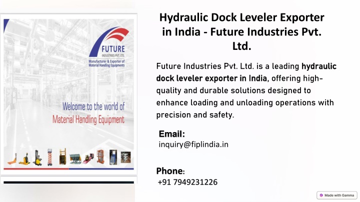 hydraulic dock leveler exporter in india future