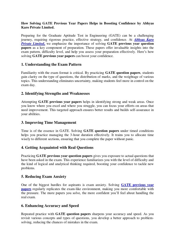 how solving gate previous year papers helps