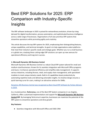 Best ERP Solutions for 2025: ERP Comparison with Industry-Specific Insights