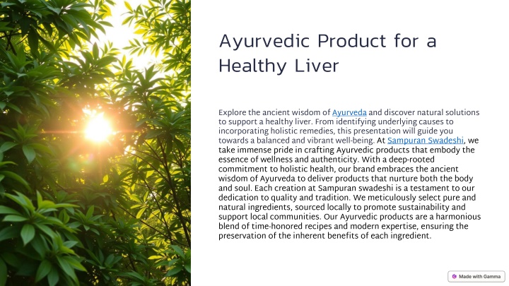 ayurvedic product for a healthy liver