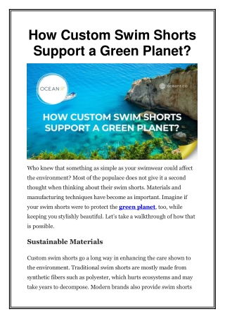 How Custom Swim Shorts Support a Green Planet?