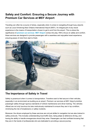 -Safety and Comfort Ensuring a Secure Journey with Premium Car Services at MSY Airport