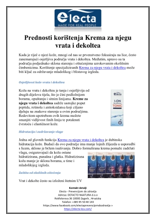 Prednosti korištenja Krema za njegu vrata i dekoltea