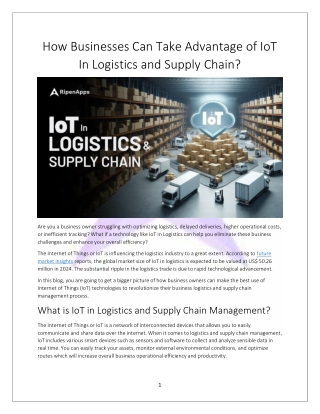 IoT in Logistics and Supply Chain Management: Revolutionizing Efficiency and Vis