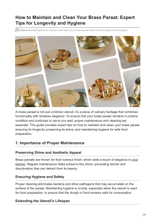 How to Maintain and Clean Your Brass Paraat: Expert Tips for Longevity and Hygie