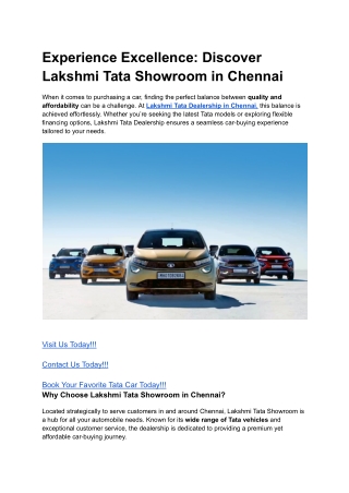 Experience Excellence_ Discover Lakshmi Tata Showroom in Chennai