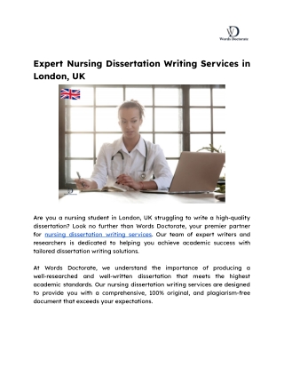 Expert Nursing Dissertation Writing Services in London, UK