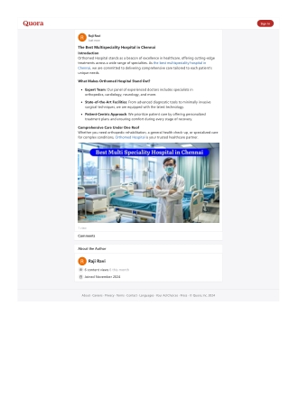 The Best Multispeciality Hospital in Chennai