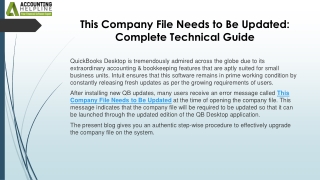 this company file needs to be updated complete technical guide