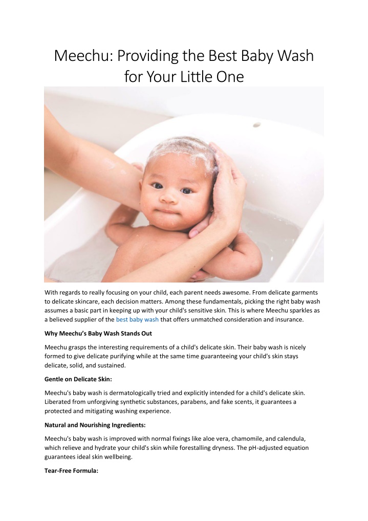 meechu providing the best baby wash for your