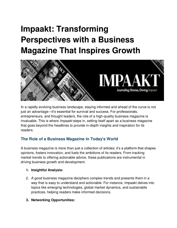 impaakt transforming perspectives with a business