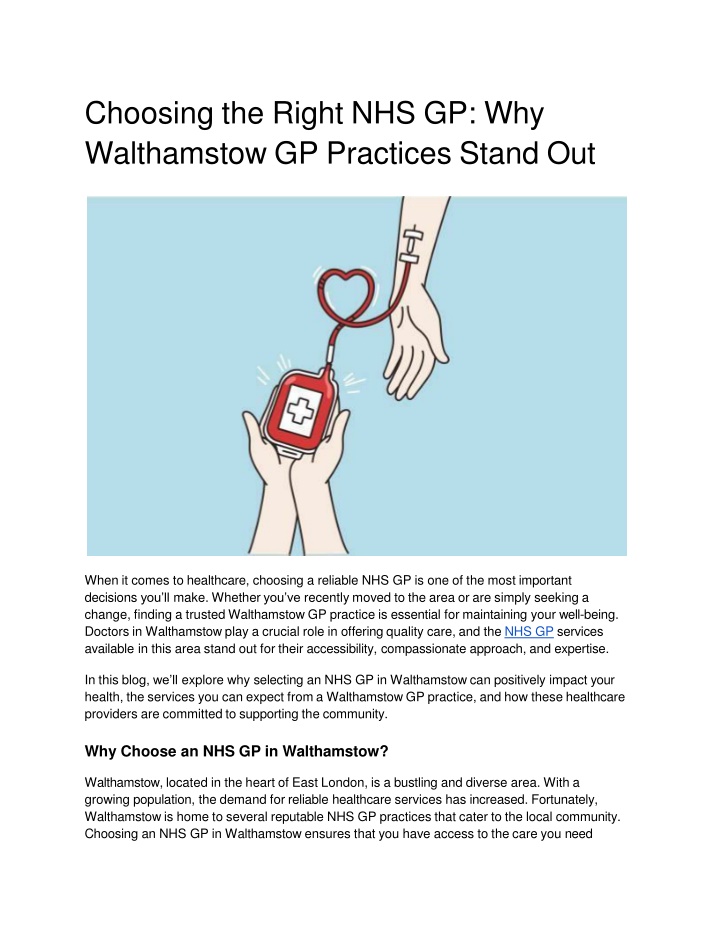 choosing the right nhs gp why walthamstow gp practices stand out