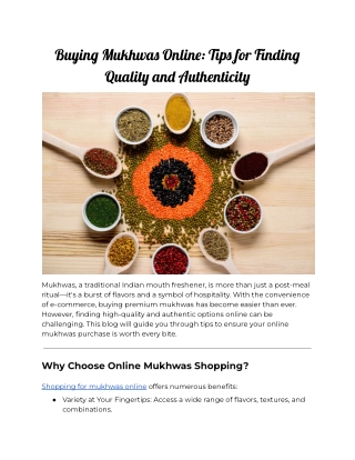 Buying Mukhwas Online Tips for Finding Quality and Authenticity