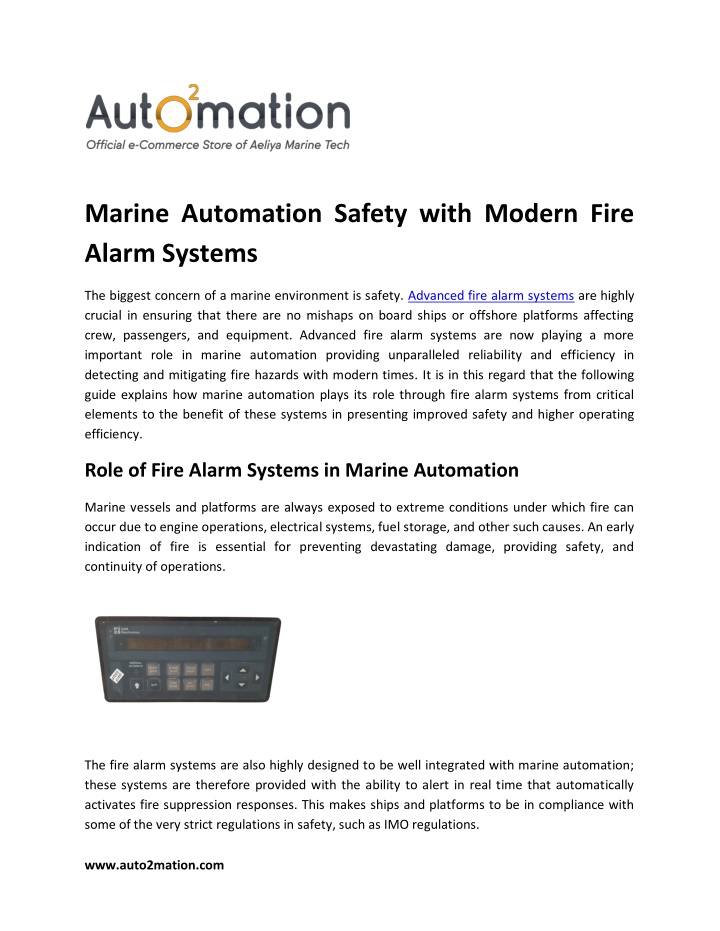 Ppt Marine Automation Safety With Modern Fire Alarm Systems