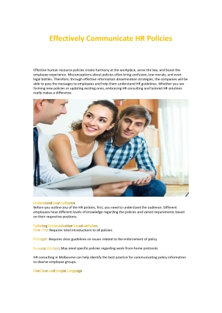 Effectively Communicate HR Policies