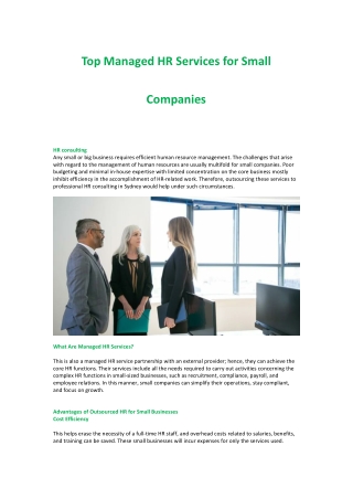 Top Managed HR Services for Small Companies