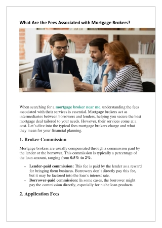 What Are the Fees Associated with Mortgage Brokers