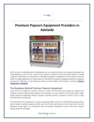 Premium Popcorn Equipment Providers in Adelaide