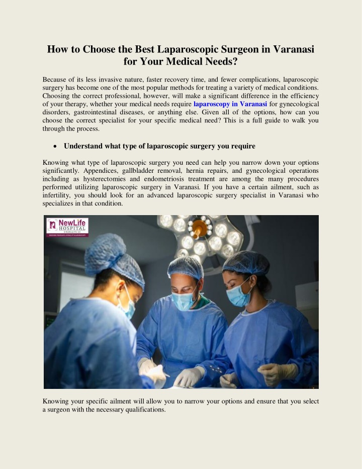 how to choose the best laparoscopic surgeon