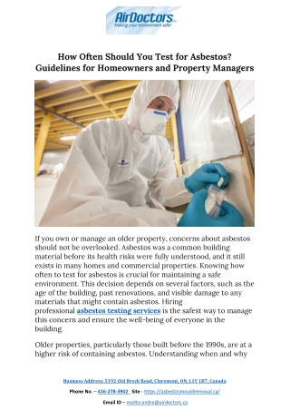 How Often Should You Test for Asbestos Guidelines for Homeowners and Property Managers
