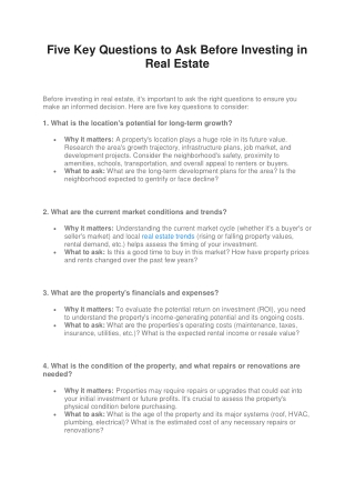 five key questions to ask before investing
