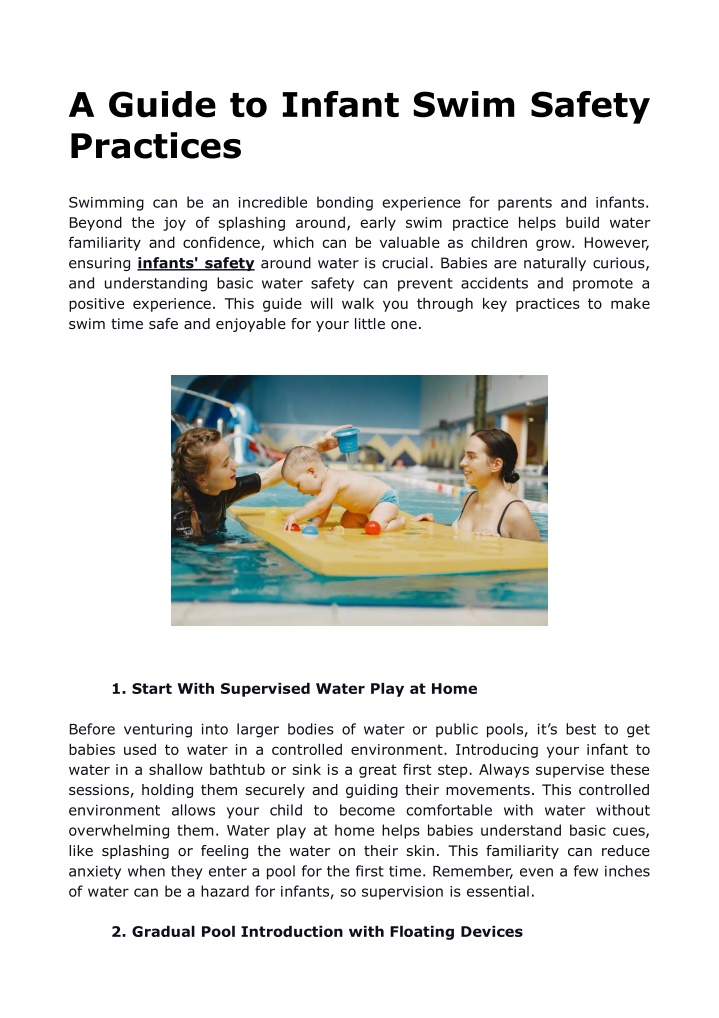 a guide to infant swim safety practices swimming