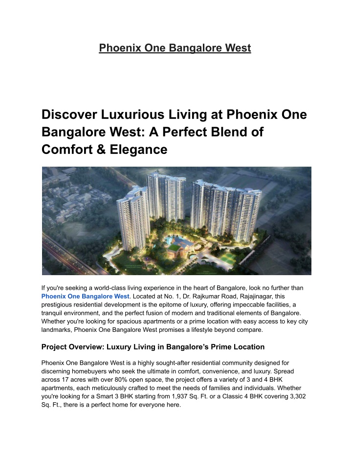 phoenix one bangalore west