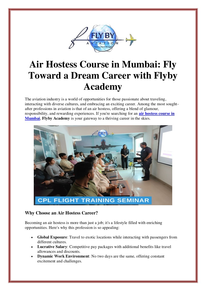 air hostess course in mumbai fly toward a dream