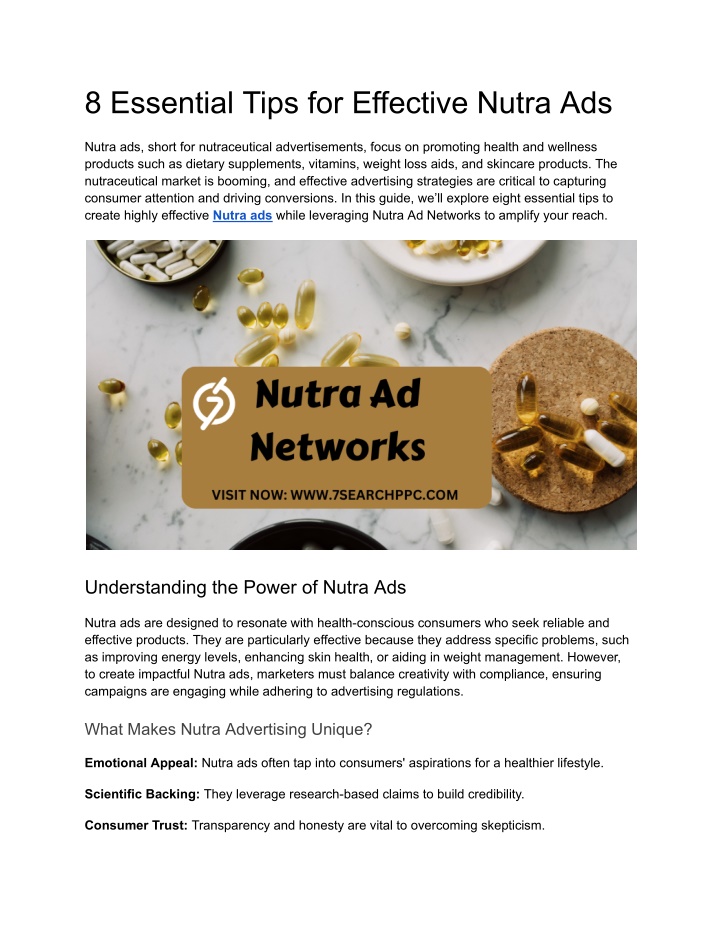 8 essential tips for effective nutra ads