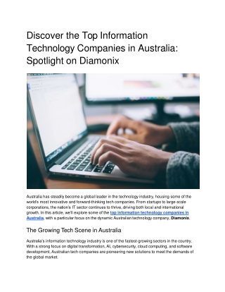 Discover the Top Information Technology Companies in Australia_ Spotlight on Diamonix
