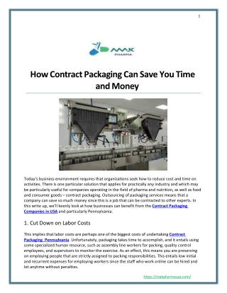 How Contract Packaging Can Save You Time and Money