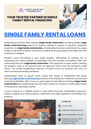 Empowering Investors with Simple, Flexible Single Family Rental Financing