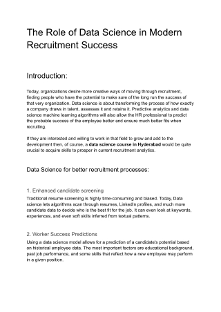 The Role of Data Science in Modern Recruitment Success