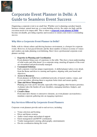 Corporate Event Planner in Delhi
