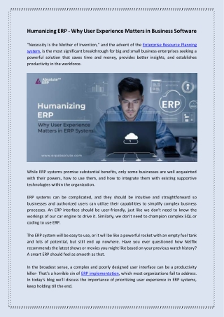 Humanizing ERP - Why User Experience Matters in Business Software