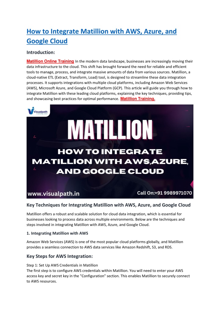 how to integrate matillion with aws azure