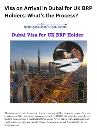 Visa on Arrival in Dubai for UK BRP Holders : What’s the Process?