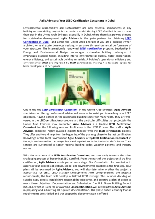 agile advisors your leed certification consultant