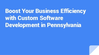 Boost Your Business Efficiency with Custom Software Development in Pennsylvania