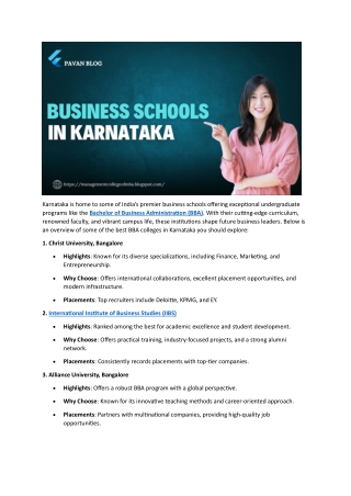 Best Business Schools in Karnataka You Need to Know