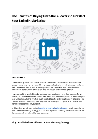 The Benefits of Buying LinkedIn Followers to Kickstart Your LinkedIn Marketing